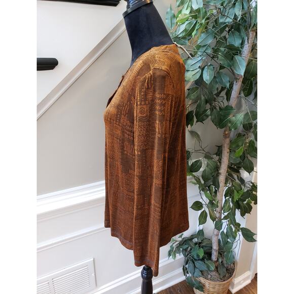 Coldwater Creek Jacket Womens 12 Brown Jacquard Stretch Long Sleeve Button Front - Picture 9 of 13